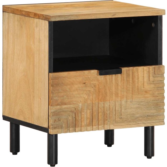 Mesita de noche marrón 40x33x46 cm madera maciza de mango