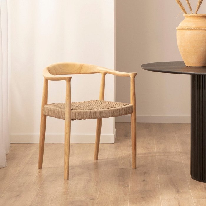 Silla de comedor de madera natural 65x74 cm