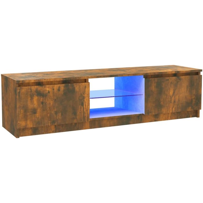 Mueble tv con luces led roble ahumado 120x30x35,5 cm