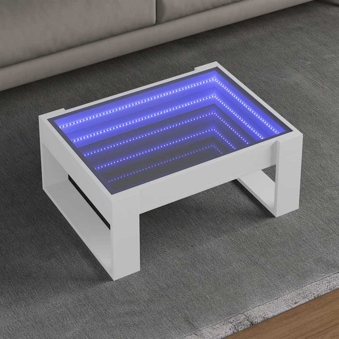 Mesa de centro con led blanco infinito, 70x53x30 cm