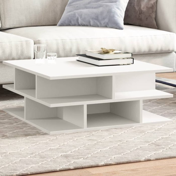 Mesa de centro blanca 70x70x29 cm de madera contrachapada
