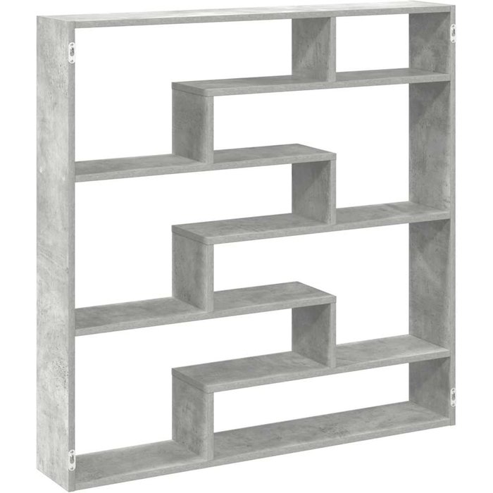 Estante de pared cúbico de 7 compartimentos, hormigón gris y madera - comfortxl