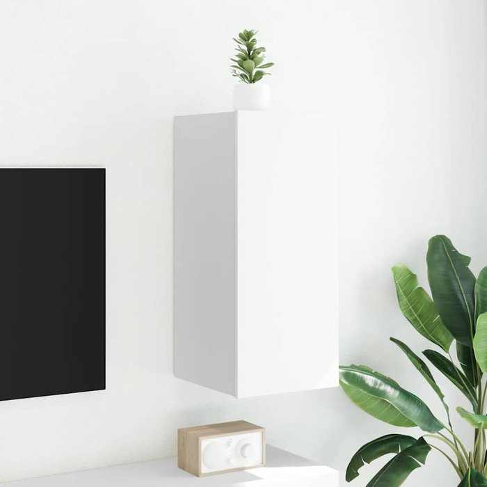Mueble de tv de pared con luces led blancas, 30,5x35x70 cm