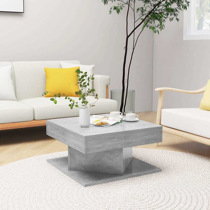 Maison exclusive - mesa de centro madera contrachapada gris hormigón 57x57x30 cm