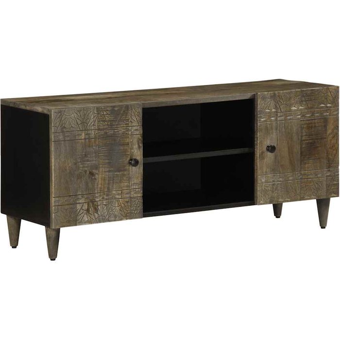 Maison exclusive - mueble de tv madera maciza de mango gris claro 105x33,5x46 cm
