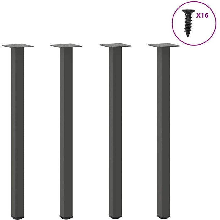 Maison exclusive - patas para consola (4 unidades), antracita, 72-74 cm, acero