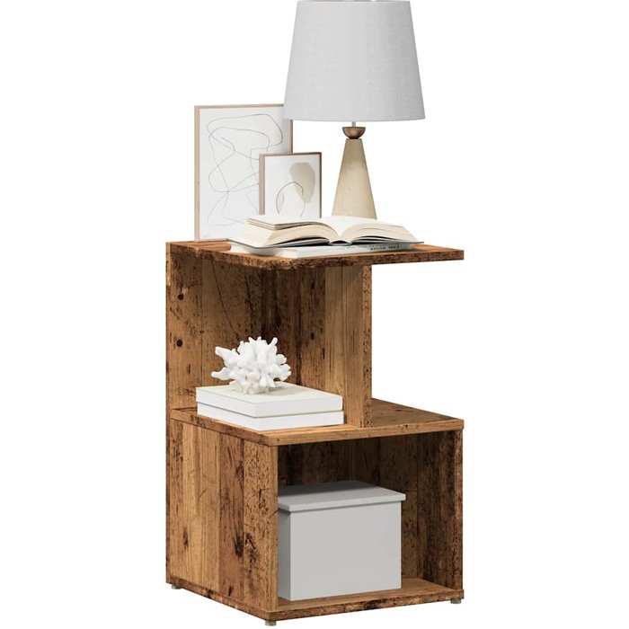 Mesitas de noche 2 piezas madera vieja 35x35x55 cm madera de ingeniería