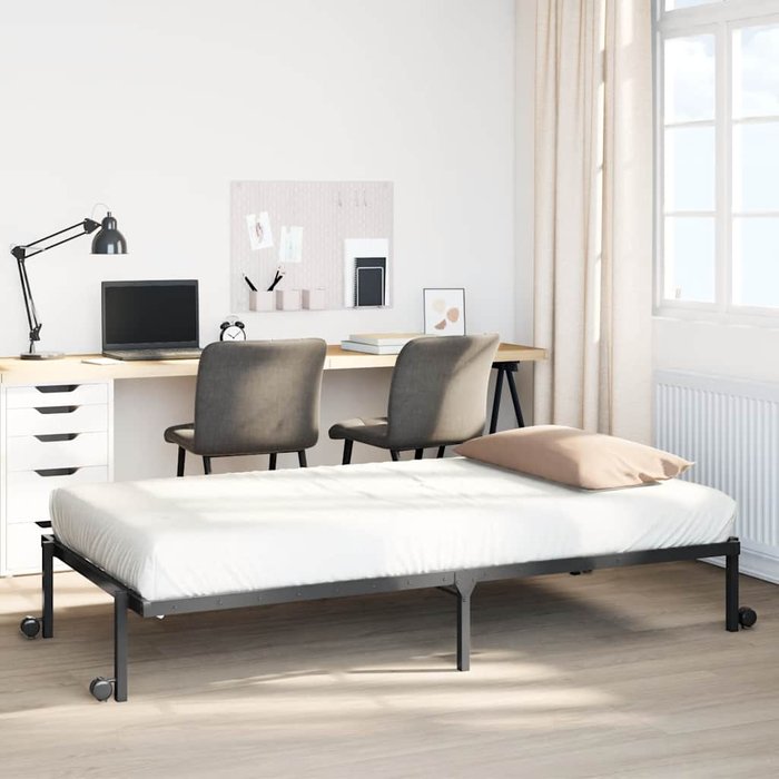 Maison exclusive - estructura de cama sin colchón plegable negro acero 90x190 cm