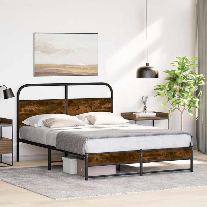 Estructura de cama sin colchón 120x200 cm madera roble ahumado vidaxl