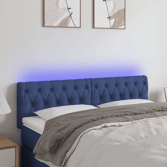 Cabecero led azul 160x7x78/88 cm tela