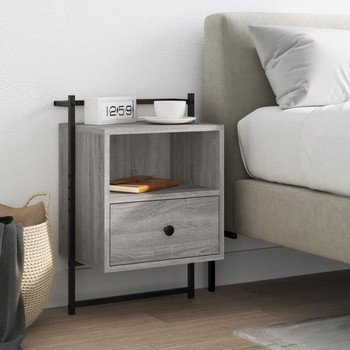 Maison exclusive - mesita de noche de pared gris sonoma 40x30x61 cm