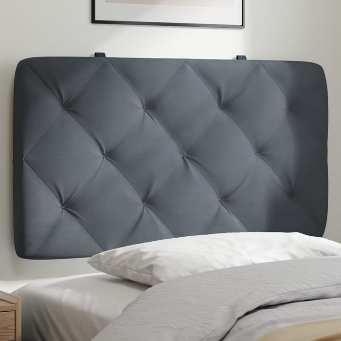 Cojín cabecero gris oscuro 90 cm terciopelo