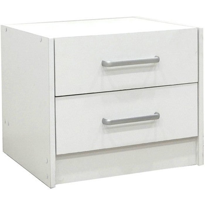 Mesita de noche moderna con 2 cajones en color blanco 47,5x40,5x40,5 cm