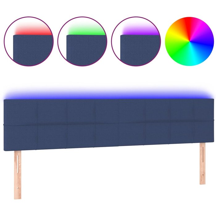 Cabecero cama - mueble cabecero con led de tela azul 180x5x78/88 cm