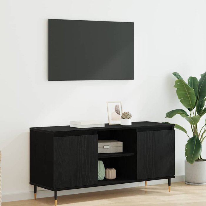Gabinete de tv roble negro 104 x 35 x 50 cm
