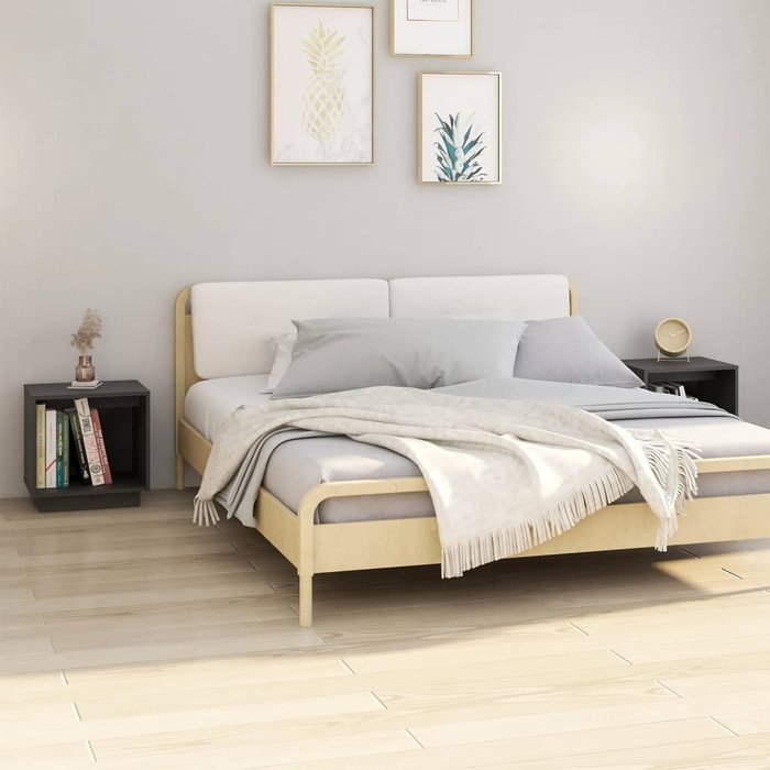 Maison exclusive - mesitas de noche 2 uds madera maciza de pino gris 40x30x40 cm