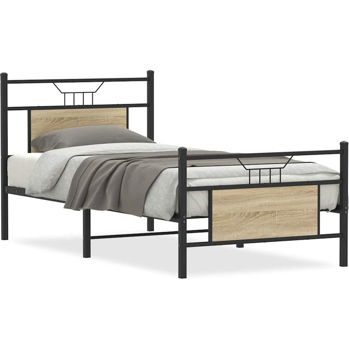 Estructura de cama sin colchón madera roble sonoma 90x200 cm — comfortxl