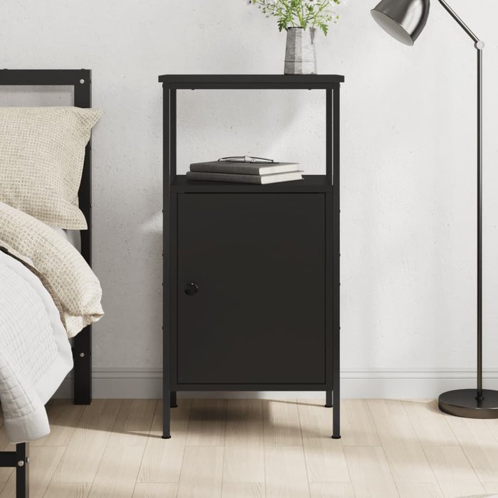 Maison exclusive - mesita de noche madera de ingeniería negra 41x31x80 cm