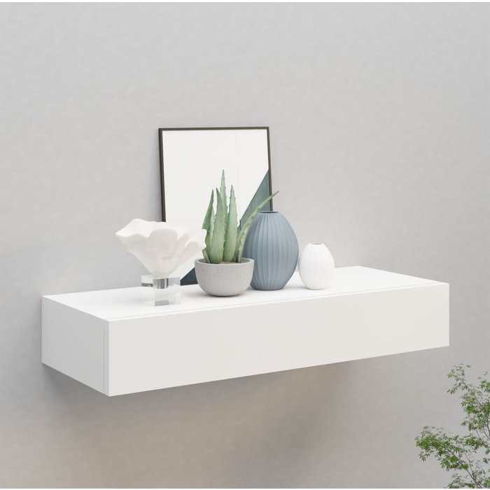 Estante cajón de pared mdf blanco 60x23,5x10 cm