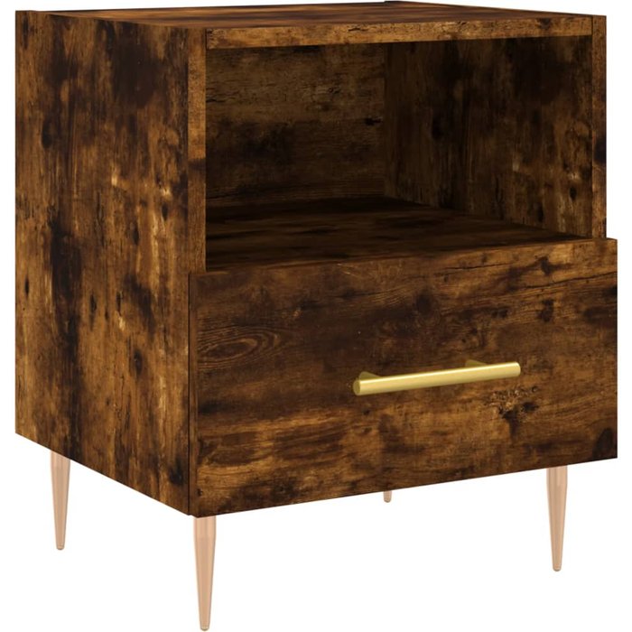 Mesita de noche roble ahumado 40x35x47,5 cm madera contrachapada