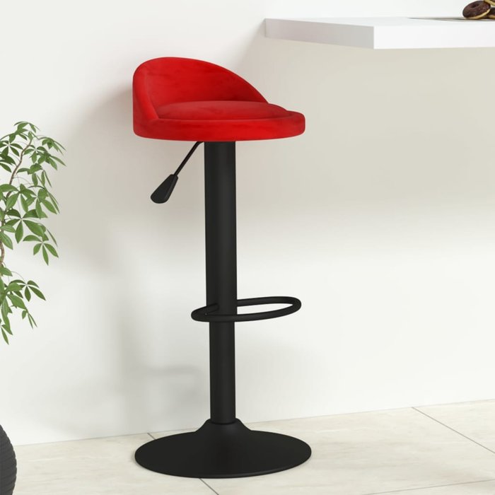 Taburete de cocina de terciopelo color vino tinto - comfortxl