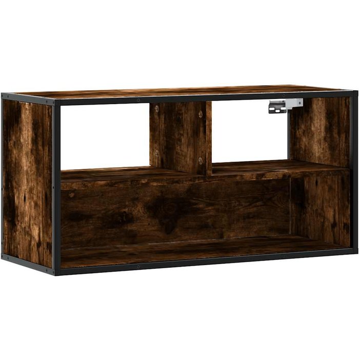 Mueble tv metal y madera contrachapada roble humo 80x31x39,5 cm - comfortxl