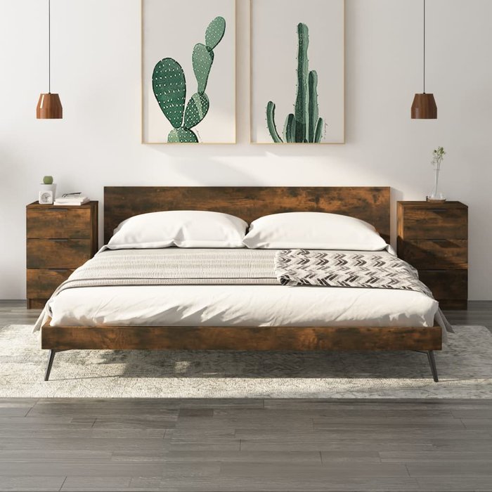 Maison exclusive - mesitas de noche 2 unidades color roble ahumado 40x36x65 cm