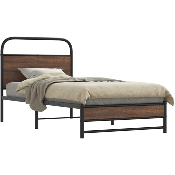 Estructura de cama sin colchón 100x190 cm madera marrón roble vidaxl