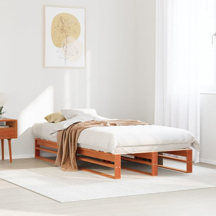Cama sin colchón madera maciza de pino marrón cera 100x200 cm vidaxl