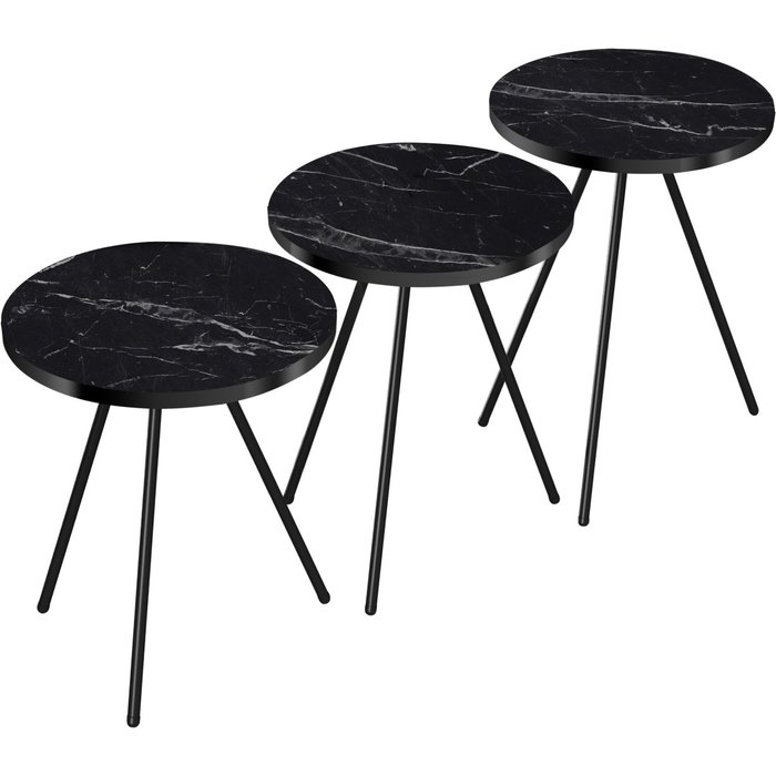 Juego de 3 mesas auxiliares nido redondas en mármol negro 03_0008418