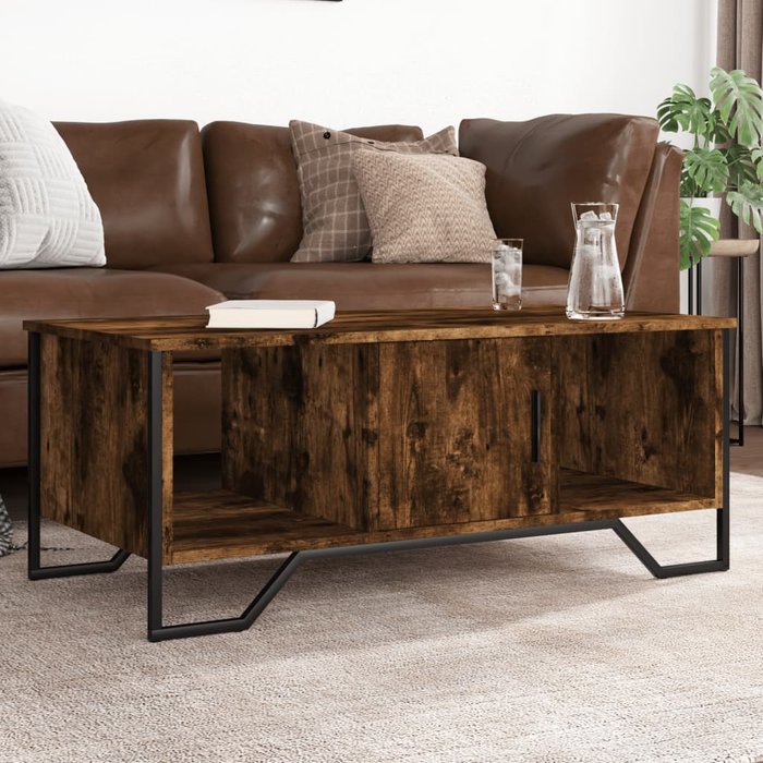 Mesa de centro de roble ahumado, 100x51x40 cm, madera de ingeniería.