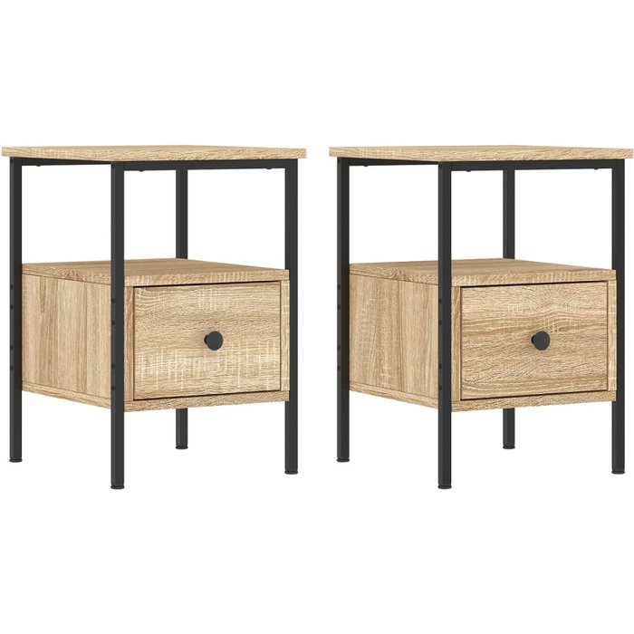 Mesitas noche 2 uds madera ingeniería roble sonoma 34x36x50 cm - comfortxl