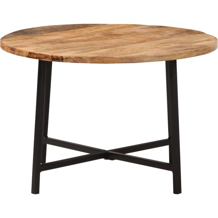 Mesa de centro hierro y madera maciza de mango 54x54x35 cm - comfortxl