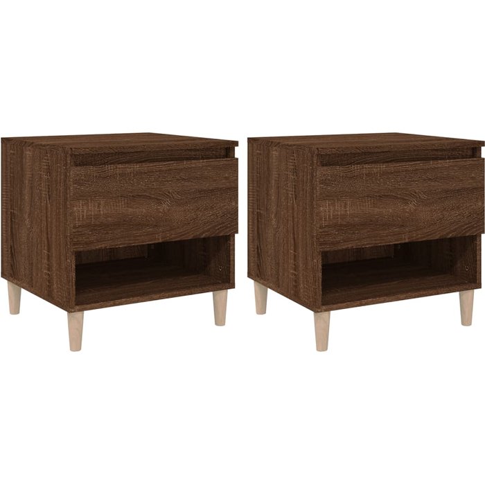 Mesitas de noche 2 piezas roble marrón 50x46x50 cm madera contrachapada