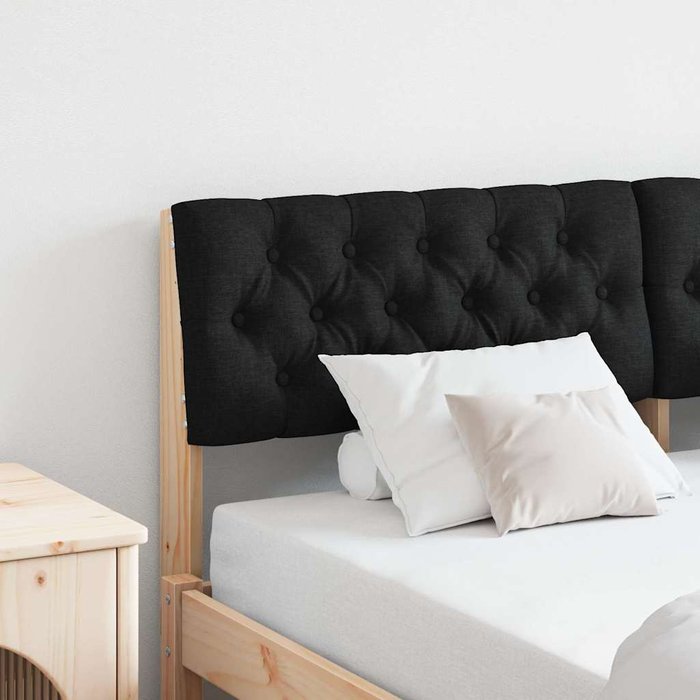 Cabecero tapizado negro 135 cm madera de pino macizo vidaxl
