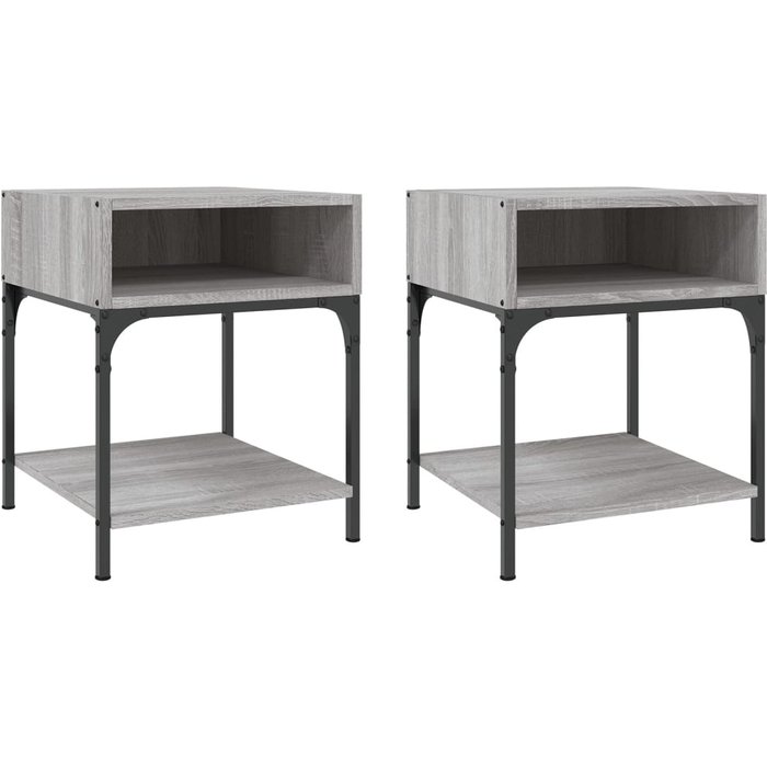 Mesitas de noche 2 piezas sonoma gris 40x41x50 cm madera contrachapada