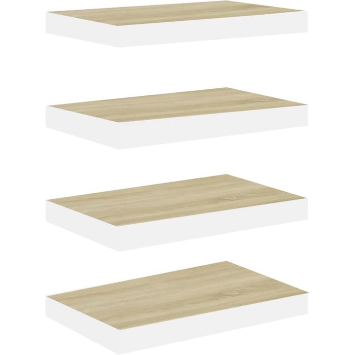 Estante flotante de pared 4 uds mdf roble y blanco 40x23x3,8 cm