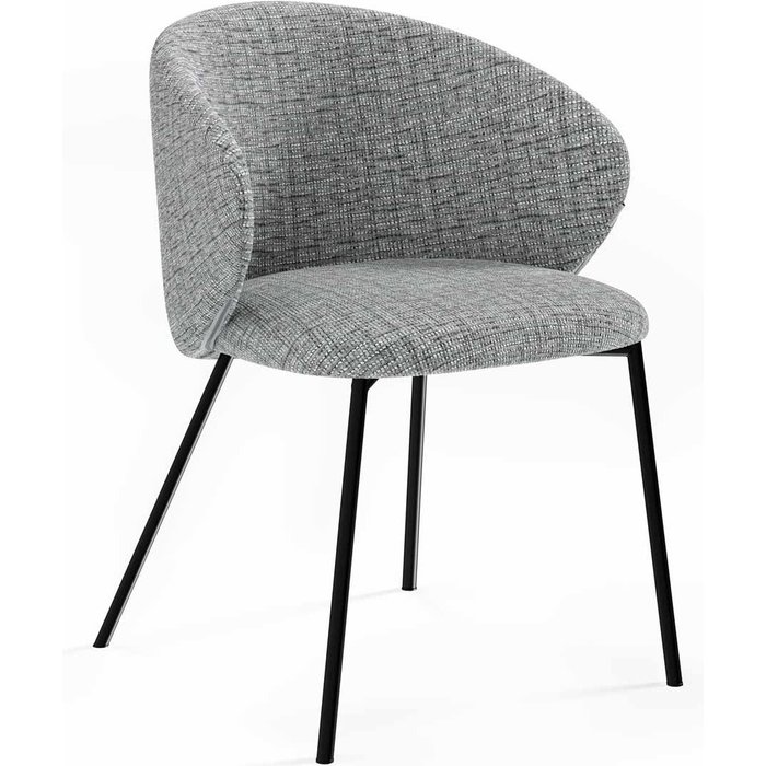 Silla moderna eugen tapizado jaspeado gris respaldo curvo