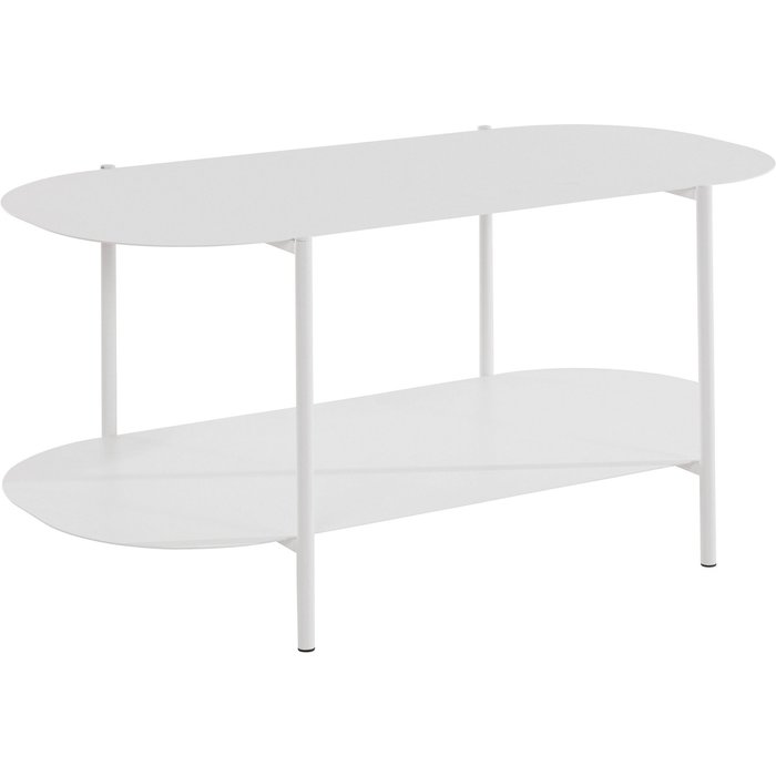 Mesa de centro con 1 estante en metal blanco