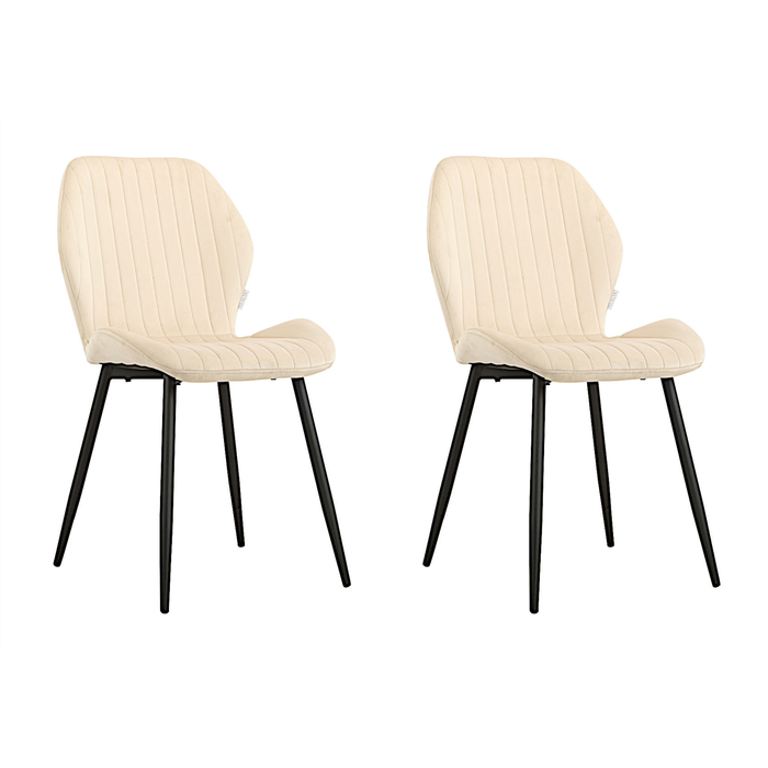 Pack 2 sillas de comedor molly beige tejido velour con patas de color negro