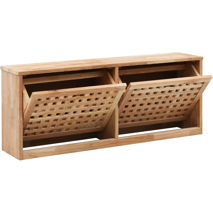 Banco zapatero de madera maciza de nogal 94x20x38 cm - comfortxl