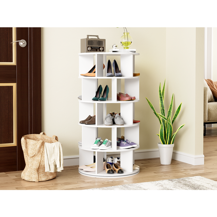 Zapatero giratorio - giratorio - 5 niveles - blanco