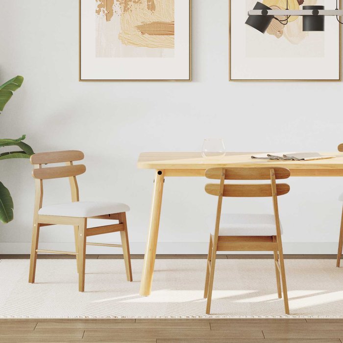 Silla de comedor 2 pcs natural y claro madera de caucho sólido vidaxl