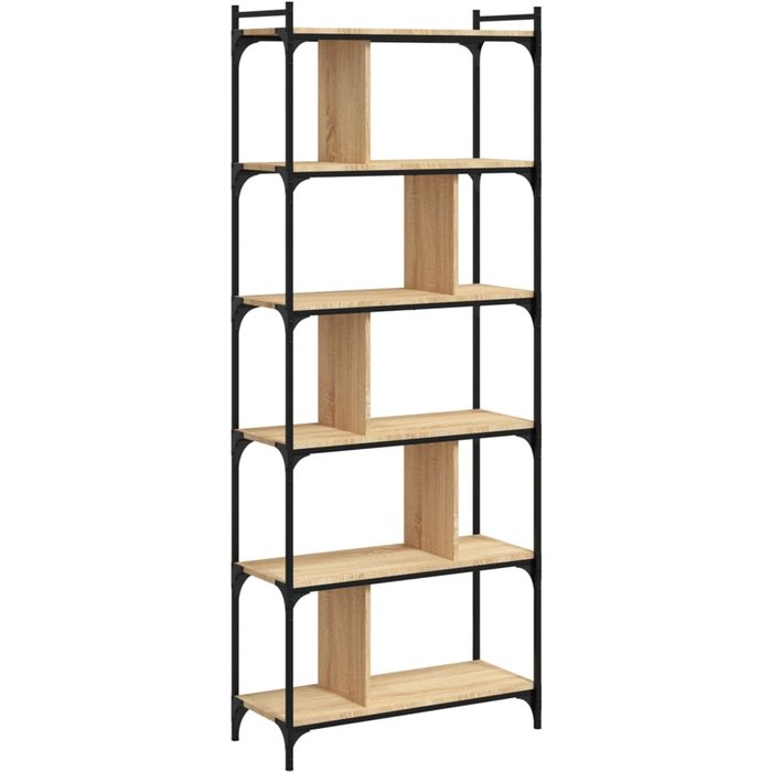 Librería 6 estantes madera ingeniería roble sonoma 76x32x192 cm – comfortxl