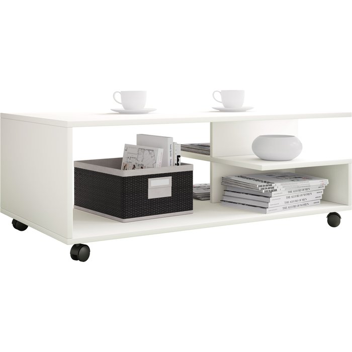Vcm mesa auxiliar y mesa de centro stango blanco h. 40 x b. 100 x t. 50 cm