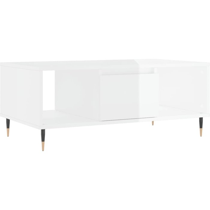 Mesa de centro madera contrachapada blanco brillo 90x50x36,5 cm - comfortxl