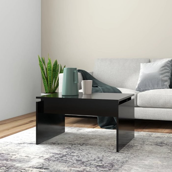 Mesa de centro aglomerado negro 68x50x38 cm