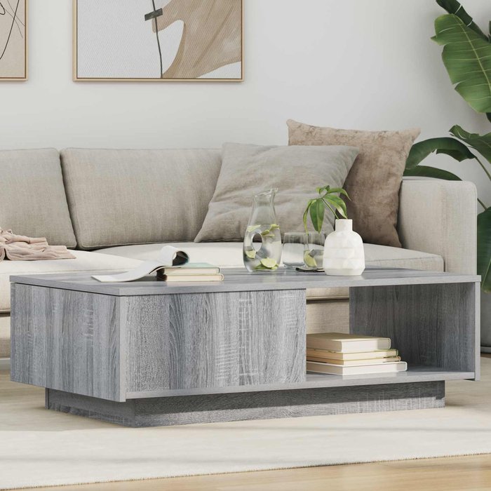Mesa de centro sonoma grey, 95 x 55 x 31 cm, madera de ingeniería.