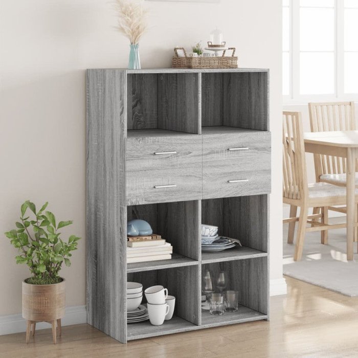 Vidaxl aparador de madera de ingeniería gris sonoma 80x42,5x124 cm