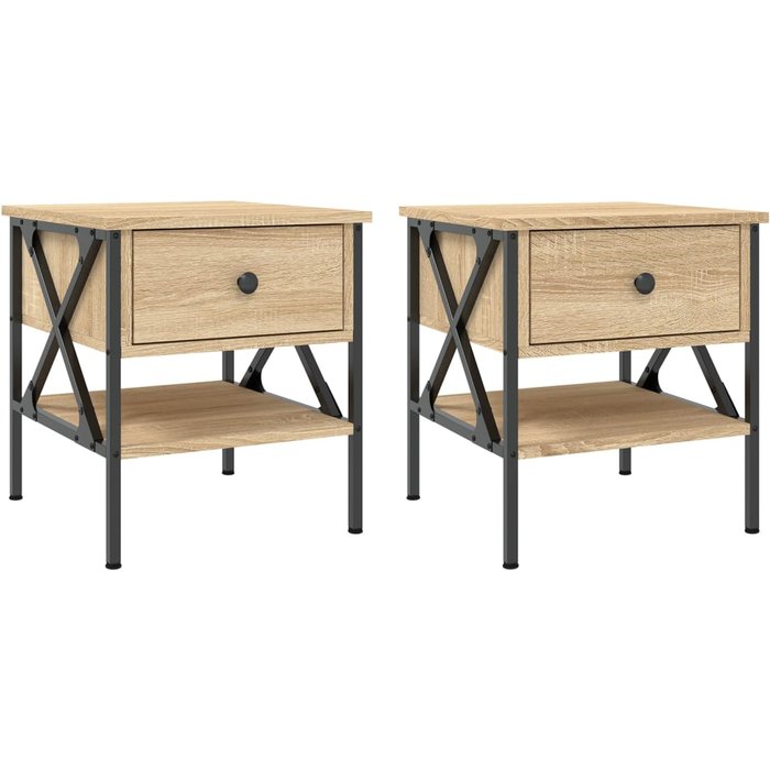 Mesitas de noche 2 piezas roble sonoma 40x42x45 cm madera contrachapada